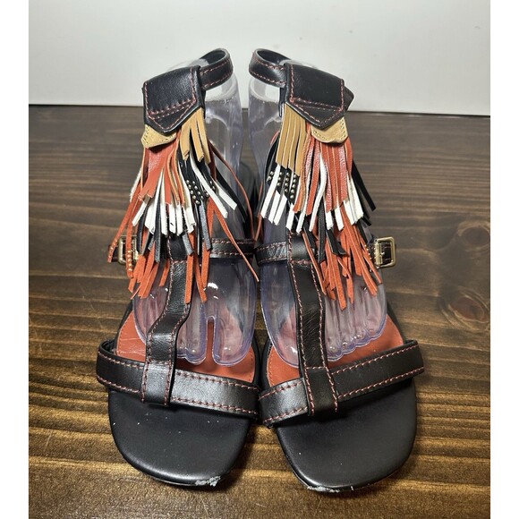 *RARE* Brian Atwood Fabia Flats Colorful Fringe Strappy Aztec Sandals Women 9.5 - Picture 5 of 11